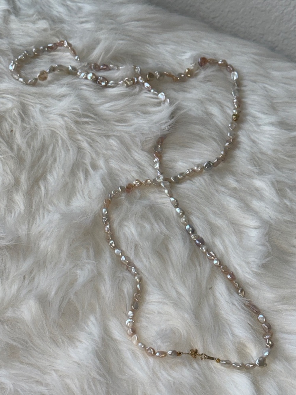 Solid 18k Gold Multi-Color Keshi Baroque Pearl Opera Necklace - 46" Adjustable - Picture 6 of 7